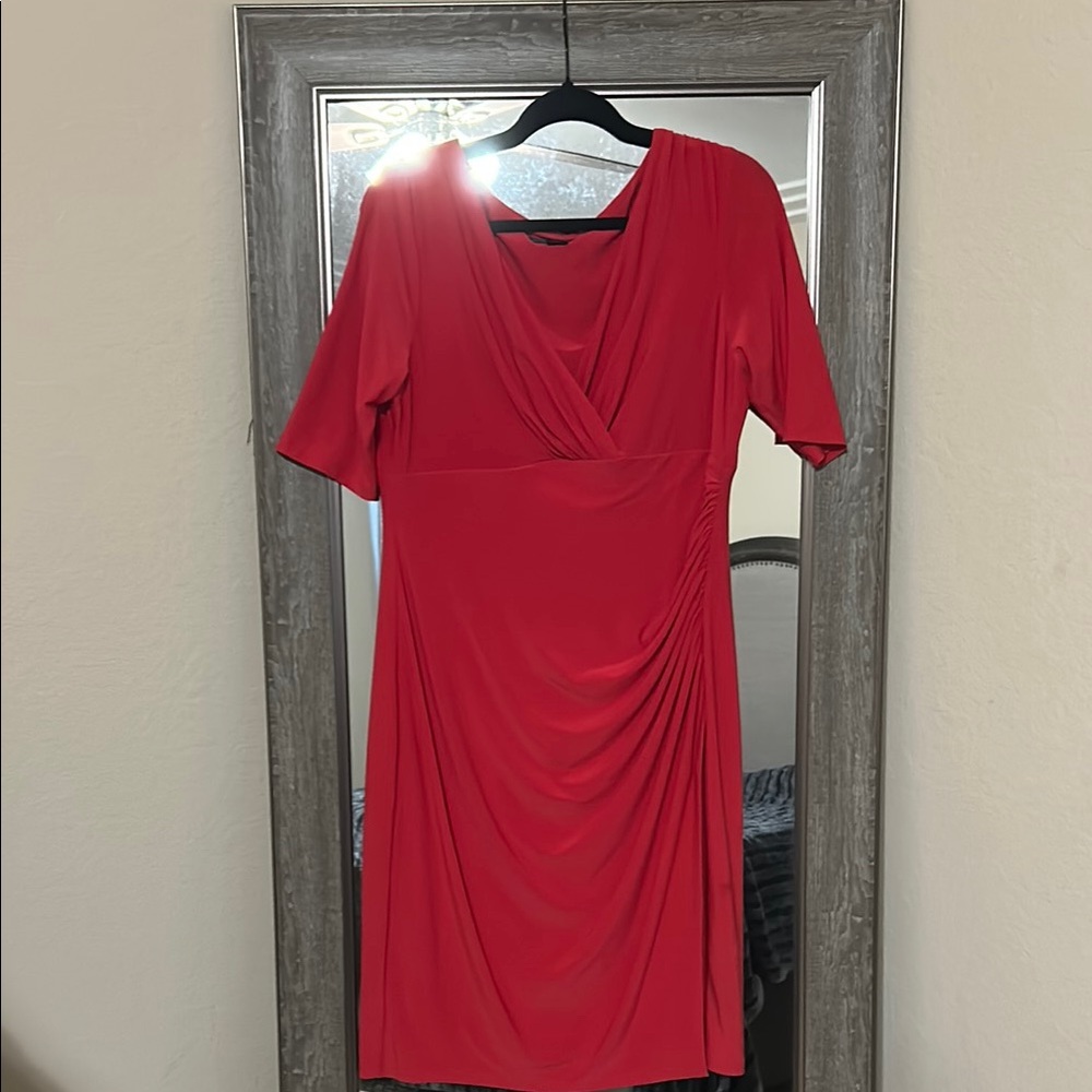 Lauren Ralph Lauren Red Ruched Wrap Sheath Dress